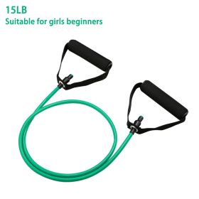 1pc 5 Levels Resistance Bands (suitable Beginner) With Handles Yoga Pull Rope Elastic Fitness Exercise Tube Band For Home Workouts Strength Training (Color: Green-15LB)