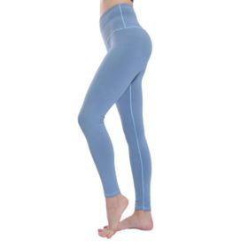 Women's High Waist Leggings Yoga Sport Pants (Color: Light Blue, size: XL)